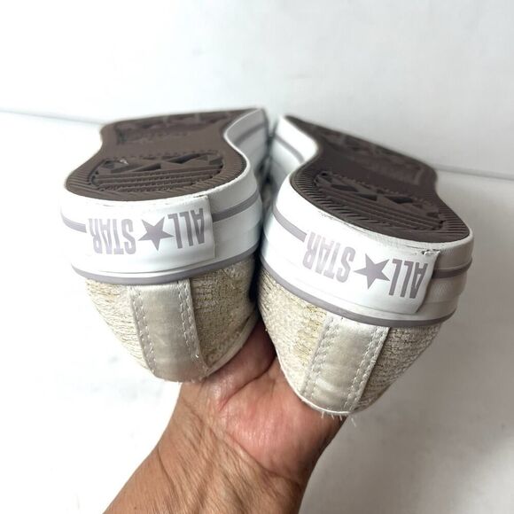 Converse All Star Skate Shoe Sequined Beige Canvas Womens Size 8 Sneaker Low Top - Picture 7 of 10